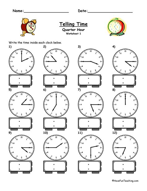 Time To The Quarter Hour Worksheet   Skip To Content - Time To The Quarter Hour Worksheet