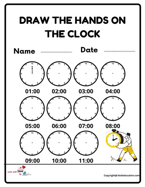 Time Worksheets Draw The Hands On The Clock Time To The Minute Worksheet - Time To The Minute Worksheet