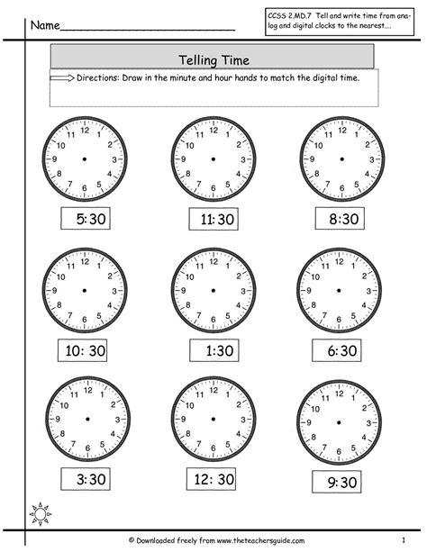 Time Worksheets Hours Amp Half Hours Super Teacher Time To The Half Hour Worksheet - Time To The Half Hour Worksheet