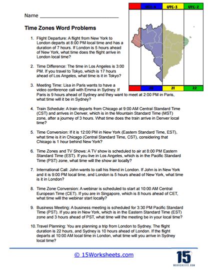 time zone word problems with answers