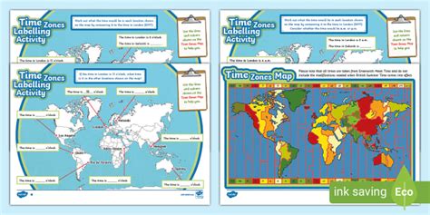Time Zones Differentiated Labelling Activity Ks2 Twinkl Time Zones Worksheet - Time Zones Worksheet