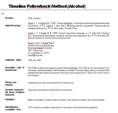Timeline Followback Protocol