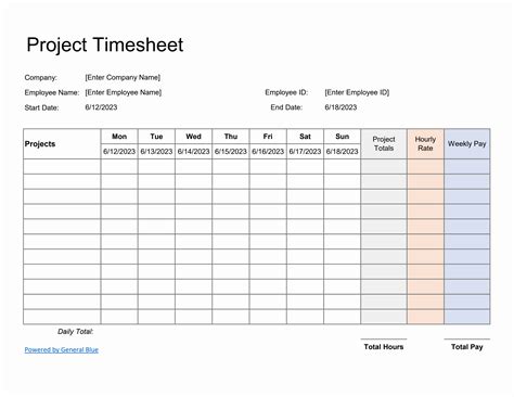 Timesheet Spreadsheet Template