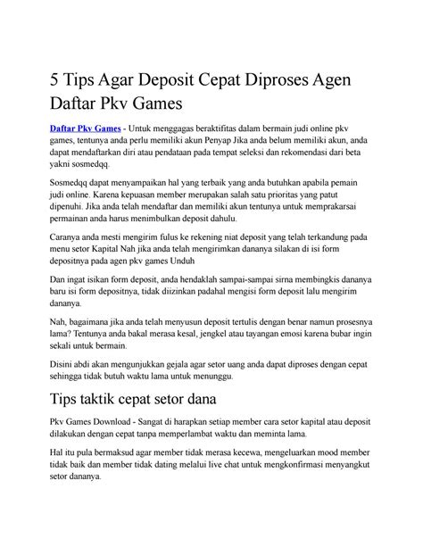 Tips Agar Dana Deposit Cepat Diproses - Deposit Hanya 1 Detik Diproses