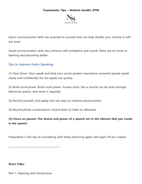 tips till toastmaster