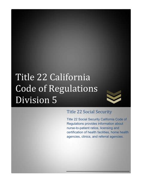 Read Online Title 22 California Code Of Regulations Division 5 