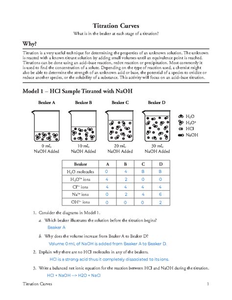 Titration Curves Pogil Answer Key