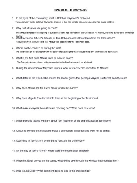 Tkam Ch 16 Summary