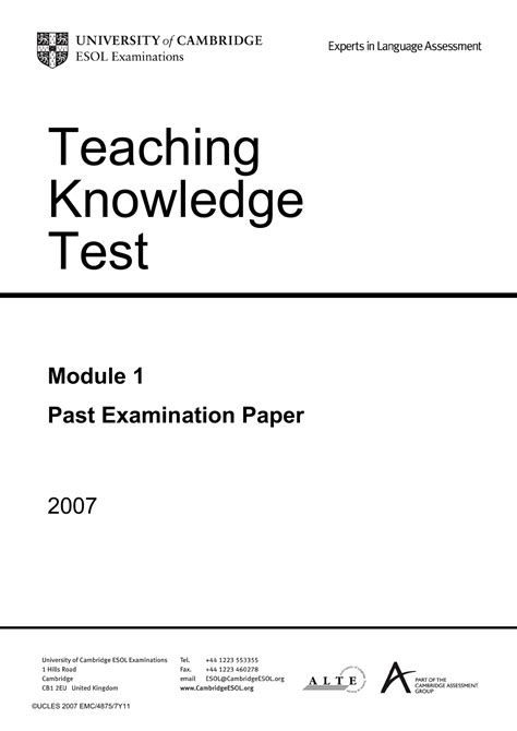 Tkt Module 1 Past Paper 2008