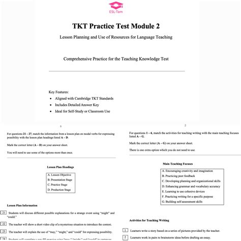 Tkt Sample Test Module 2 With Answer Key