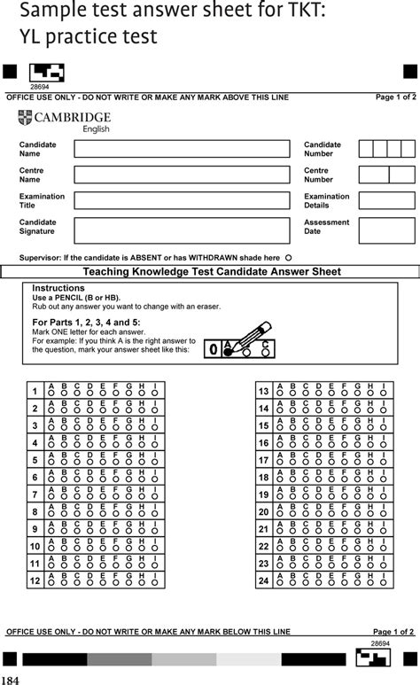 Tkt Test Sample With Answers