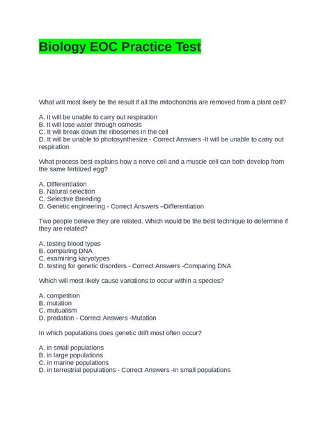 tn practice biology eoc test answer key