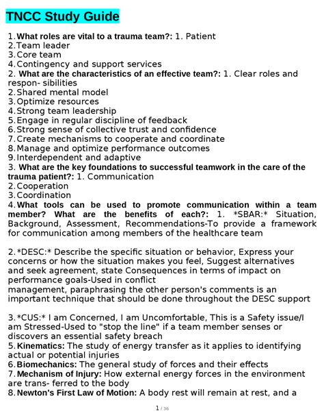 tncc study guide 2021
