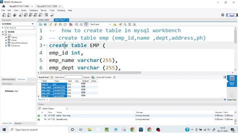 to create table in mysql
