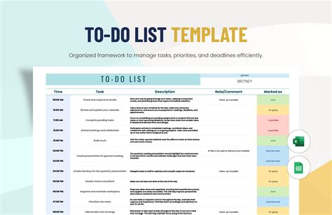 To Do List Template Excel