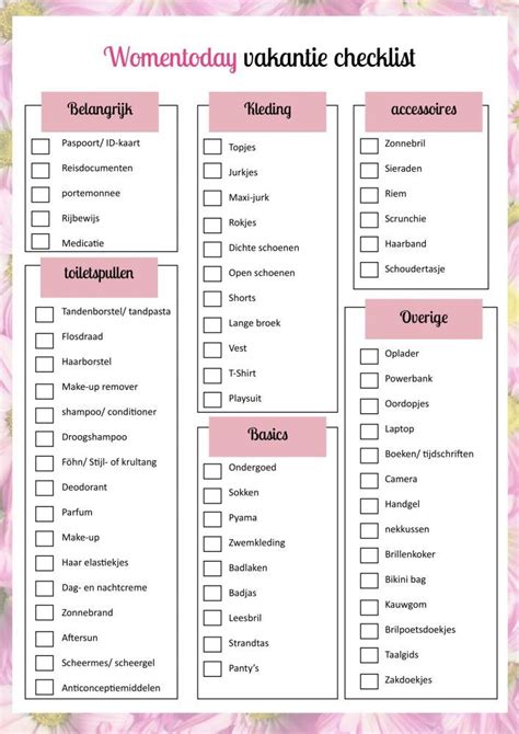 to do list vakantie