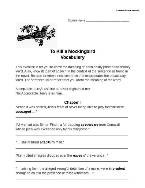 To Kill A Mockingbird Handout 1c Answers