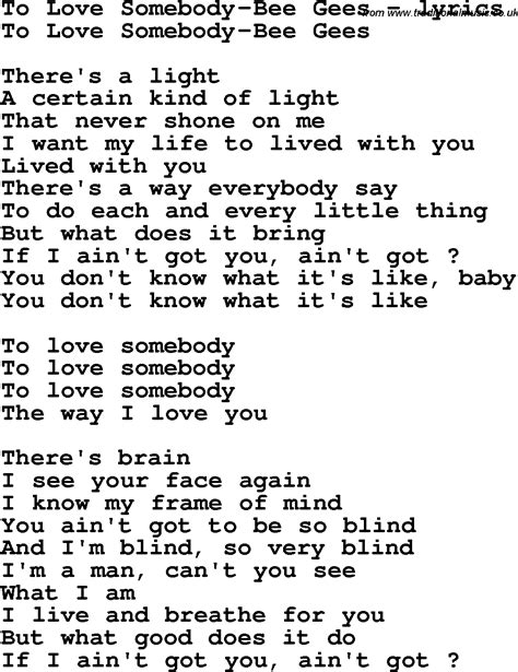 to love somebody lyrics