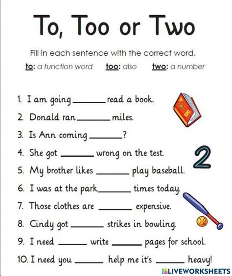 To Too Two Interactive Worksheet Live Worksheets Two Too To Worksheet - Two Too To Worksheet