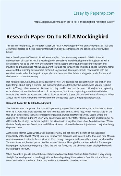 Download To Kill A Mockingbird Research Paper 