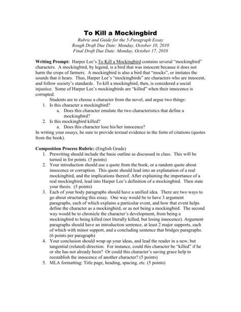 Full Download To Kill A Mockingbird Research Paper Outline 