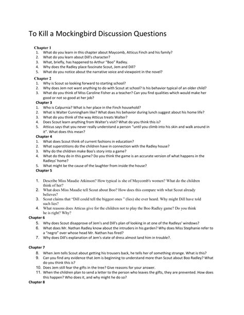 Read Online To Kill A Mockingbird Study Guide Questions 