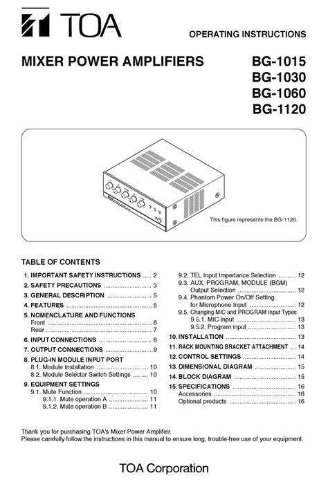Read Online Toa Bg 1015 User Guide 