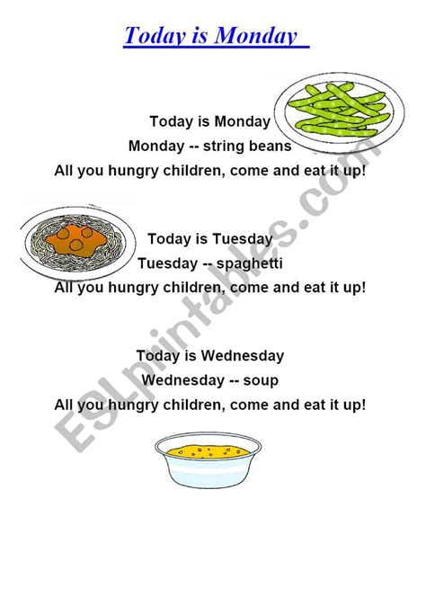 Today Is Monday Song English Esl Worksheets Pdf Today Is Worksheet - Today Is Worksheet
