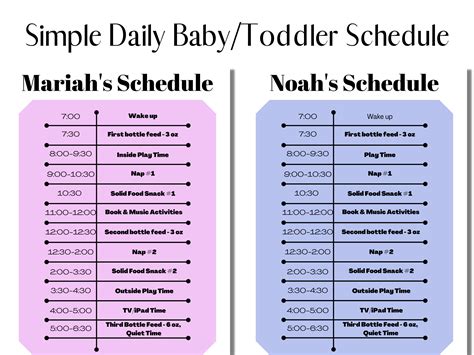 toddler schedule template for babysitter