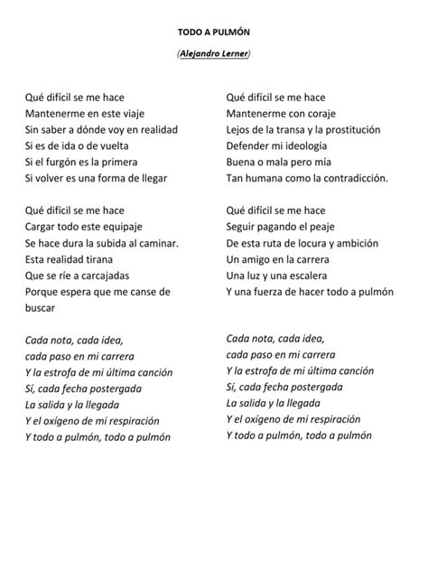Todo A Pulmon Letra
