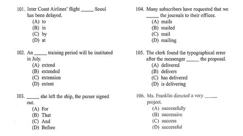 Toeic Sample Exam Questions