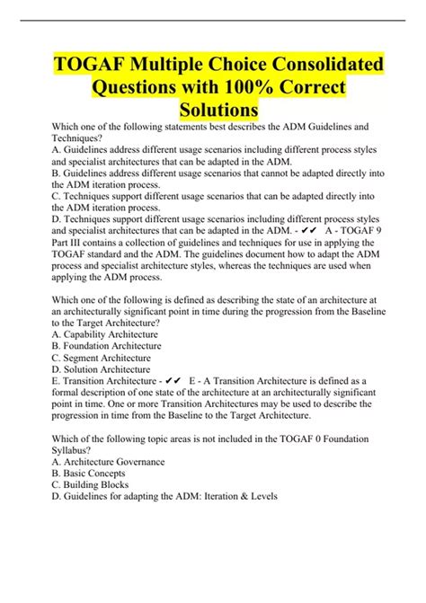 Full Download Togaf 9 Exam Multiple Choice Questions It Architecture 