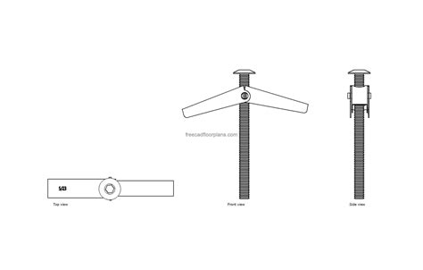 Toggle Bolt Cad Drawing
