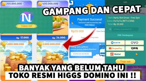 TOKO VIP HIGGS 🥑 Top Up Higgs Domino Global - Gareng Topup