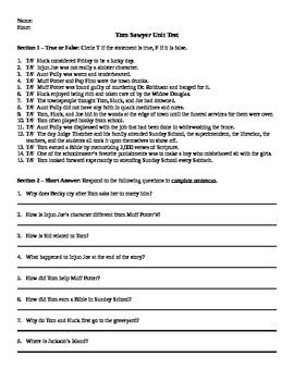 Tom Sawyer Test Sheet