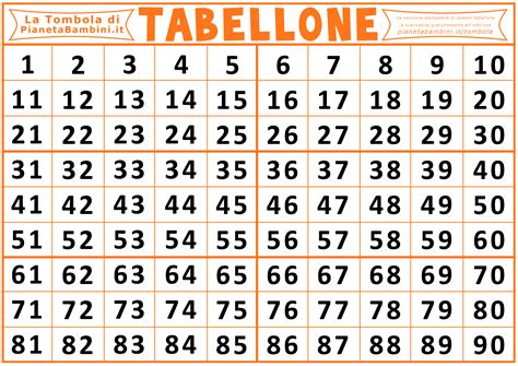 tombola online tabellone