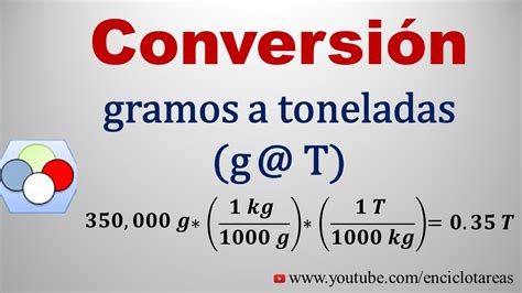 Toneladas A Gramos