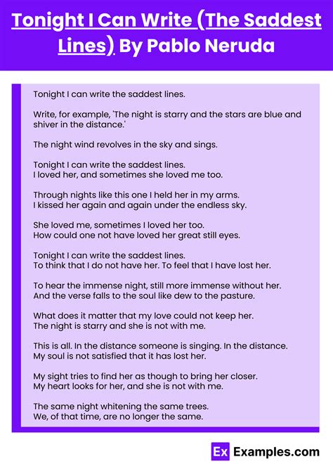 Tonight I Can Write The Saddest Lines