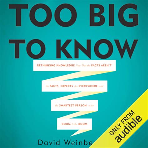 Too Big To Know Rethinking Knowledge Now That The Facts Arent The Facts Experts Are Everywhere And The Smartest Person In The Roomi 1 2 I 1 2 Too Big To Know Hardcover