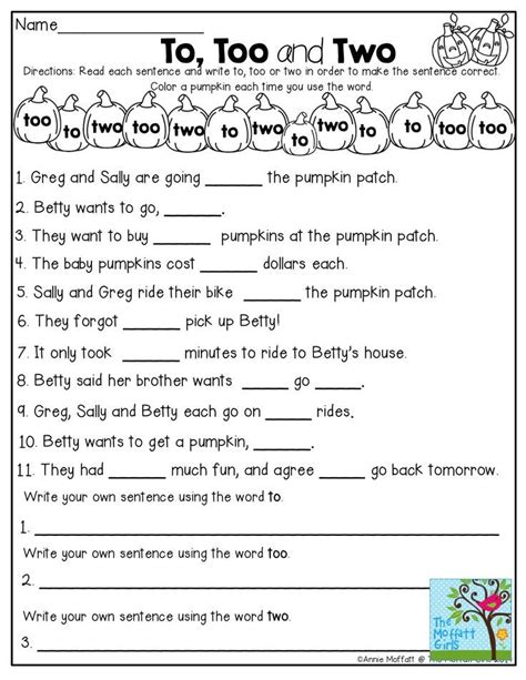 Too To Two Printable 4th 6th Grade Teachervision To Two And Too Worksheet - To Two And Too Worksheet