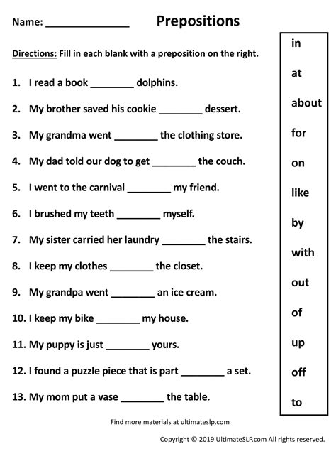 Top 10 Quality Preposition Worksheets With Answers Grammary Worksheet On Prepositions - Worksheet On Prepositions