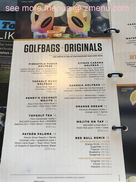 Top Golf Menu