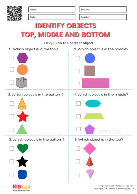 Top Middle And Bottom Spatial Sense Printable Worksheets Kindergarten Spatial Relationships Worksheet  - Kindergarten Spatial Relationships Worksheet'