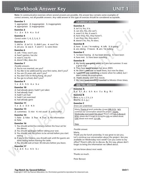 Read Online Top Notch 3A Second Edition Unit 3 Workbook Answer 