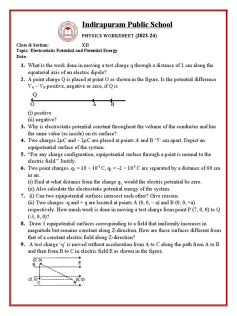 Topic Electrostatic Physics Class Xii
