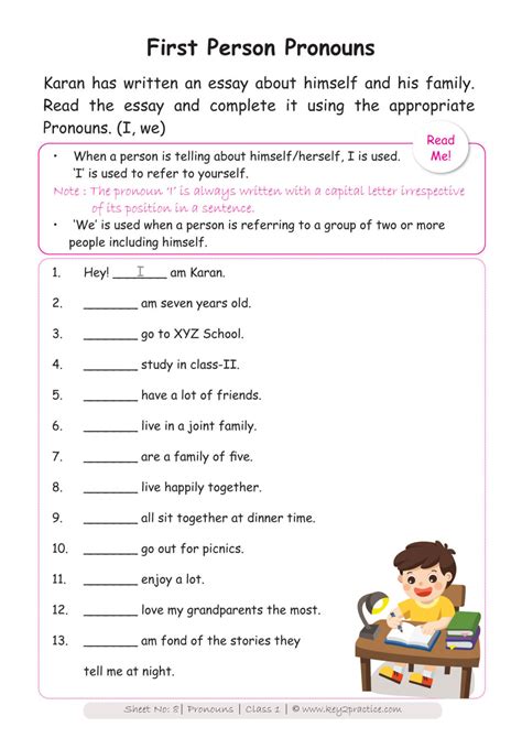 Topic Pronoun English Class 1 Worksheets With Fun Pronoun Worksheets For Grade 1 - Pronoun Worksheets For Grade 1