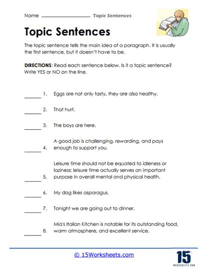 Topic Sentences Worksheets 15 Worksheets Com Topic Sentence Worksheet With Answers - Topic Sentence Worksheet With Answers