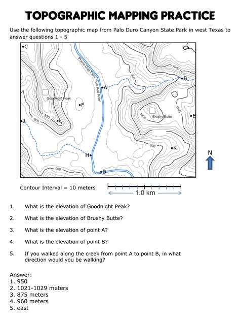 Topographic Map Reading Worksheet Reading A Topographic Map Answer Key - Reading A Topographic Map Answer Key