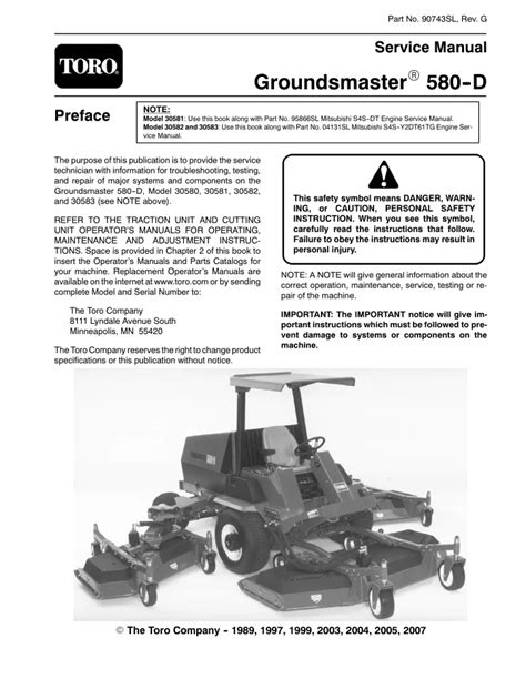 toro 580d operators manual