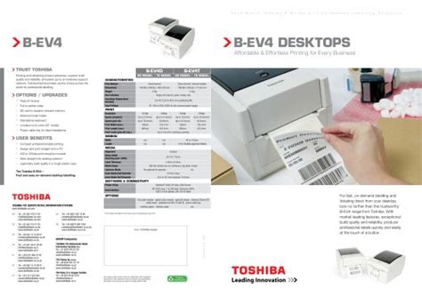 Read Toshiba Bar Code Printer B Ev4 Series Ticketstore 